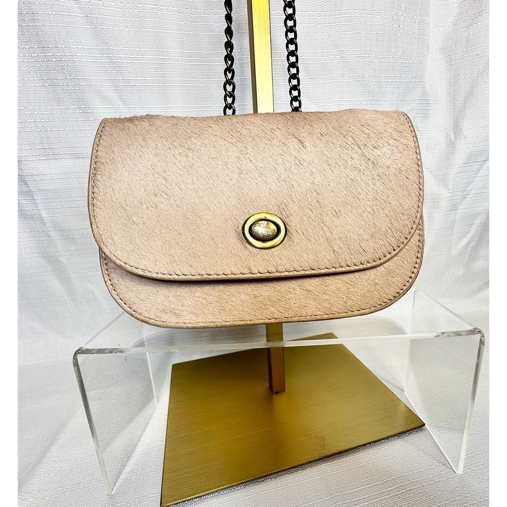 Anthropologie Calf Hair CrossbodyPink Chain Evening Cocktail Bag